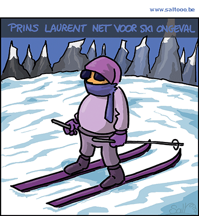 Thema van de cartoon op deze pagina: De reden waarom prins laurent een ski ongeval had, klik op de cartoon om naar de volgende te gaan